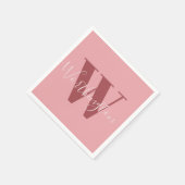Serviette En Papier Monogramme de fille et nom rose roux (Coin)