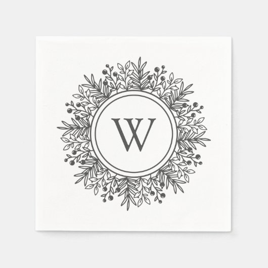 Serviette En Papier Monogramme de flocon de neige (Devant)