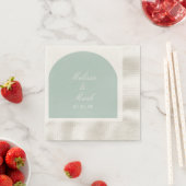 Serviette En Papier Monogramme de forme menthe simple arche (En situation)
