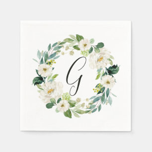 Serviette En Papier Monogramme de germe blanc