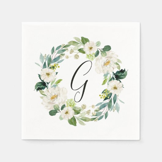 Serviette En Papier Monogramme de germe blanc (Devant)