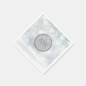 Serviette En Papier Monogramme de givre et neige d'hiver (Coin)
