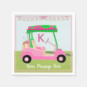 Serviette En Papier Monogramme de golf rose pour l'anniversaire des fe (Devant)