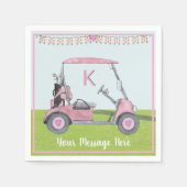 Serviette En Papier Monogramme de golf rose pour l'anniversaire des fe (Devant)