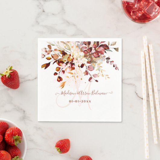 Serviette En Papier Monogramme de gomme de automne rustique Eucalyptus (En situation)