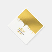 Serviette En Papier Monogramme de gouttes métalliques or tendance (Coin)