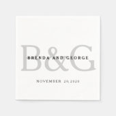 Serviette En Papier Monogramme de gris argenté épousant les serviettes (Devant)