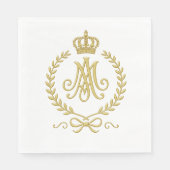Serviette En Papier Monogramme de la Couronne mariale en or catholique (Devant)