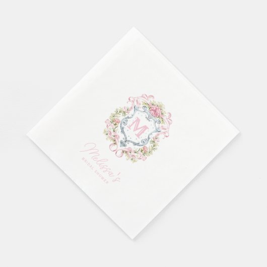 Serviette En Papier Monogramme de la crête florale du millénaire | Mar (Coin)
