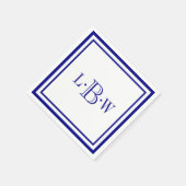 Serviette En Papier Monogramme de la frontière bleue de la Marine (Coin)