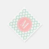 Serviette En Papier Monogramme de la menthe chic et des grands points  (Coin)
