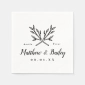 Serviette En Papier Monogramme de mariage aux branches rustiques (Devant)