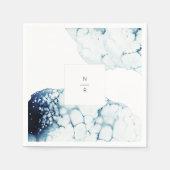 Serviette En Papier Monogramme de mariage bleu de destination nautique (Devant)