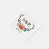Serviette En Papier Monogramme de Mariage Boho Antler Boho Deer Rustiq (Coin)