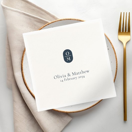 Serviette En Papier Monogramme de mariage chic moderne