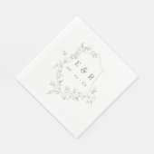 Serviette En Papier Monogramme de mariage classique à feuilles (Coin)