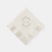 Serviette En Papier Monogramme de Mariage de couronne rose rustique (Coin)