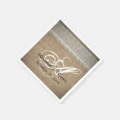 Serviette En Papier Monogramme de Mariage de dentelle de Burlap rustiq (Coin)