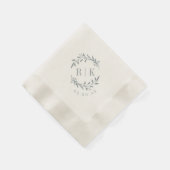 Serviette En Papier Monogramme de Mariage de germe bleu rustique (Coin)