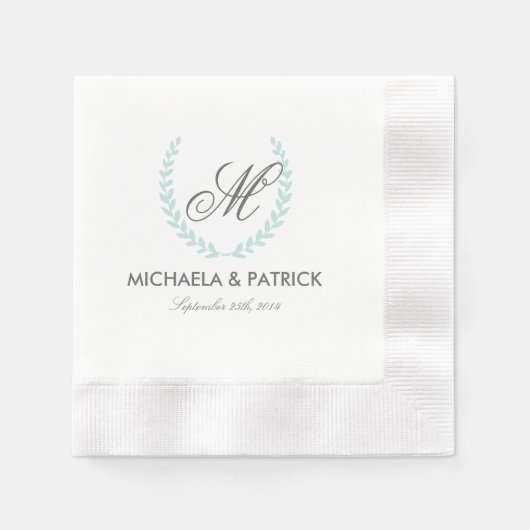 Serviette En Papier Monogramme de mariage de jardin secret (Devant)