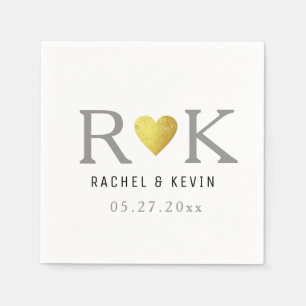 Serviette En Papier monogramme de mariage élégant