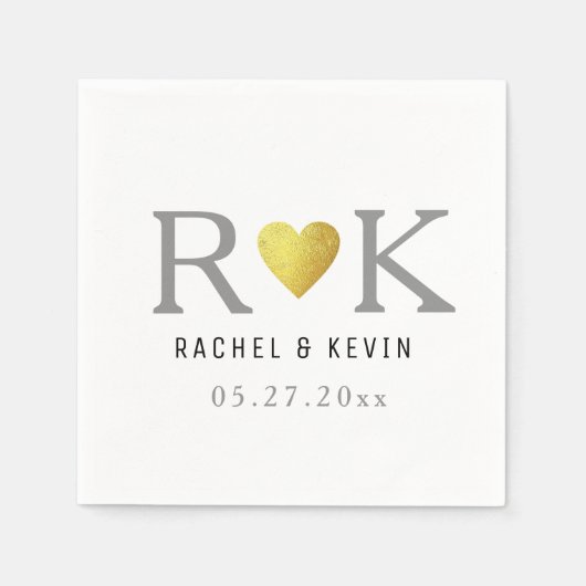 Serviette En Papier monogramme de mariage élégant (Devant)