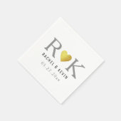 Serviette En Papier monogramme de mariage élégant (Coin)