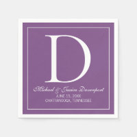 Monogramme de mariage élégant moderne violet blanc