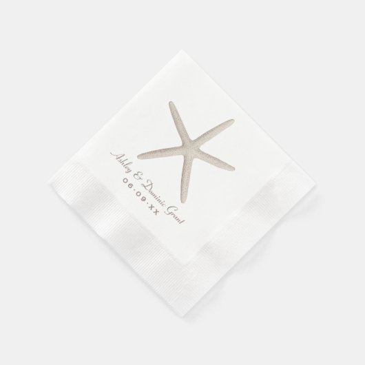 Serviette En Papier Monogramme de mariage élégant neutre beige étoile (Coin)