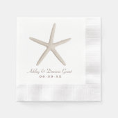 Serviette En Papier Monogramme de mariage élégant neutre beige étoile (Devant)