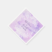 Serviette En Papier Monogramme de Mariage floral blanc pourpre (Coin)