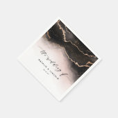 Serviette En Papier Monogramme de Mariage rose pâle d'ombre éthéré (Coin)