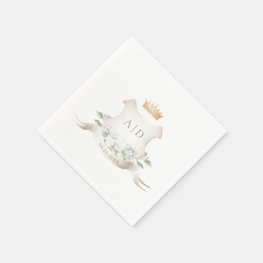 Serviette En Papier Monogramme de Mariage royal de la Couronne Gold Cr (Coin)