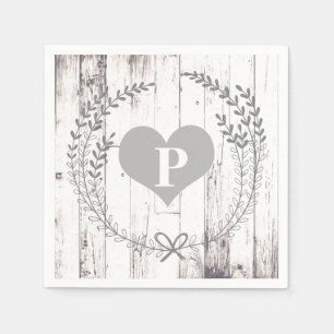 Serviette En Papier Monogramme de mariage Rustique Maison de ferme en 