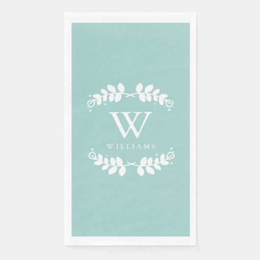 Serviette En Papier Monogramme de menthe moderne (Devant)
