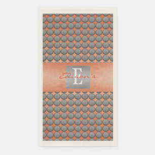 Serviette En Papier Monogramme de Motif à points de polka orange et g