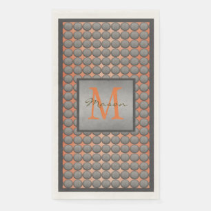 Serviette En Papier Monogramme de Motif à points de polka orange et g