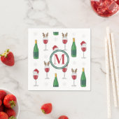 Serviette En Papier Monogramme de neige de Noël Père Noël Reindeer (En situation)