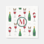 Serviette En Papier Monogramme de neige de Noël Père Noël Reindeer (Devant)