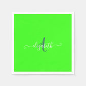Serviette En Papier Monogramme de néon fluorescent vert (Devant)