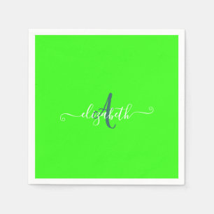 Serviette En Papier Monogramme de néon fluorescent vert