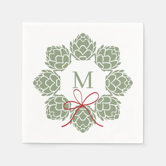 Serviette En Papier Monogramme de Noël Beer Hops (Devant)
