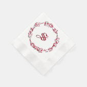Serviette En Papier Monogramme de Noël Rouge (Coin)