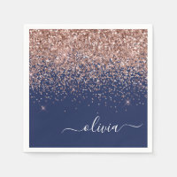 Monogramme de Parties scintillant bleu marine rose