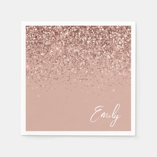 Serviette En Papier Monogramme de Parties scintillant rose pâle Rose (Devant)