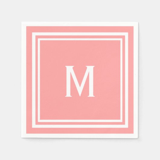 Serviette En Papier Monogramme de pastèque moderne et élégant ou de co (Devant)