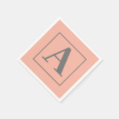 Serviette En Papier Monogramme de pêche (Coin)