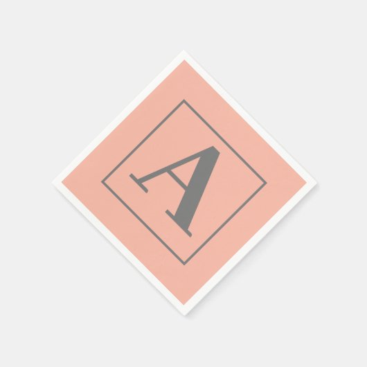 Serviette En Papier Monogramme de pêche (Coin)