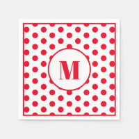 Monogramme de point de polka - points rouges initi
