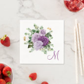 Serviette En Papier Monogramme de roses violettes (En situation)